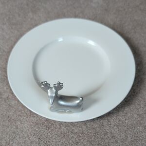 NWT Yankee Candle Silver Reindeer Candle Holder/Plate